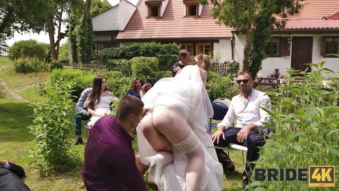 Blonde Bride Fucked Outdoors At The Wedding
