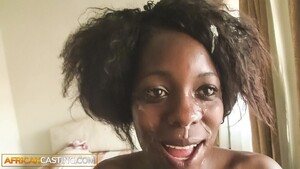Cute Black Beauty Facial After Rough Anal Casting