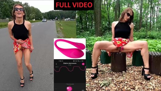 Public flashing and pissing in the Park with a Remote Vibrator