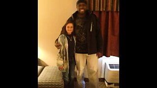 Tiny white wife with huge black dude