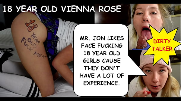 “Mr. Jon likes face fucking 18 year old girls cause they don’t have a lot of experience.” Teen newbie Vienna Rose talks dirty while sucking cock